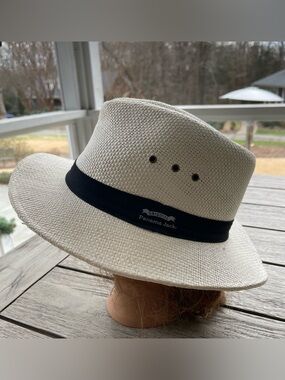 Panama Jack Mens Matte Toyo Cream Straw Safari Fedora Size Large